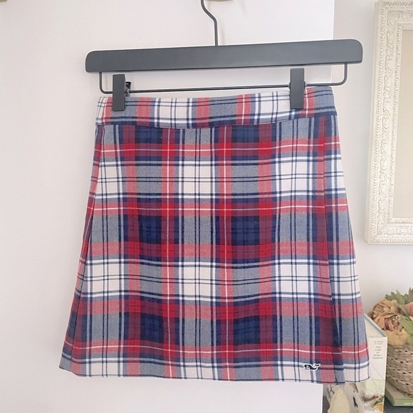 Vineyard Vines Other - Vineyard Vines girls 8 faux wrap plaid wool skirt classic red blue uniform